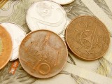 Photo of Czech korunas banknotes and coins