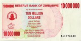 Picture of the $10,000,000 Zimbabwe dollar note